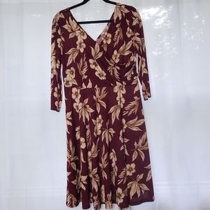 *sold* Floral faux wrap long sleeve dress